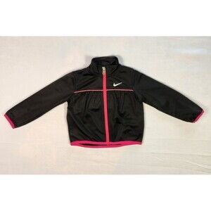 Nike Track Jacket Black Pink Infant Size 18M Full Zip Logo Sport